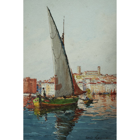 Sailboat in the port of Cannes - Louis German - Winckelmann Gallery
