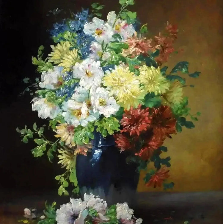 Authentic still life paintings from French and European schools, 17th-20th century, featuring floral arrangements, fruit compositions and vanitas