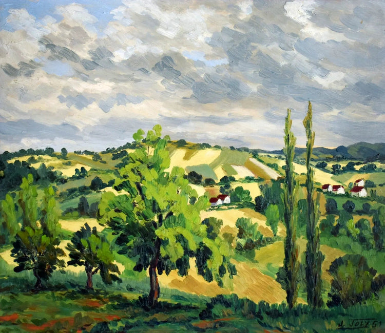 Authentic French landscape paintings collection featuring Provençal countryside, Breton coasts and Barbizon School, Impressionism works from 18th-20th century