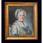 Antique pastel painting portrait of a woman with an elegant dress of French School circa 1770 for sale at Winckelmann Gallery