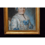 Antique pastel painting portrait of a woman with an elegant dress of French School circa 1770 for sale at Winckelmann Gallery