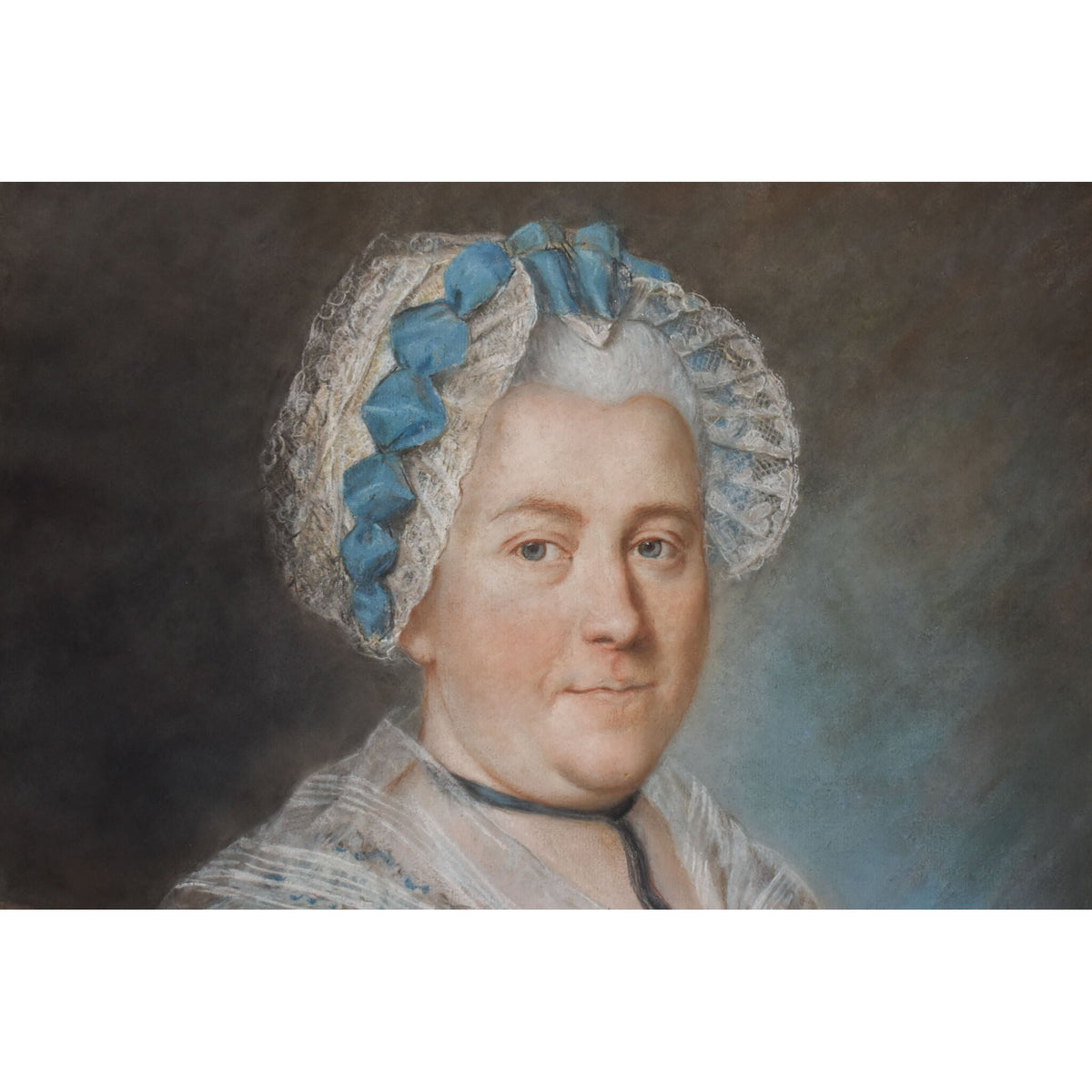 Antique pastel painting portrait of a woman with an elegant dress of French School circa 1770 for sale at Winckelmann Gallery