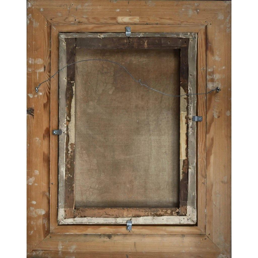 Verso back of 19th century European School painting showing frame

