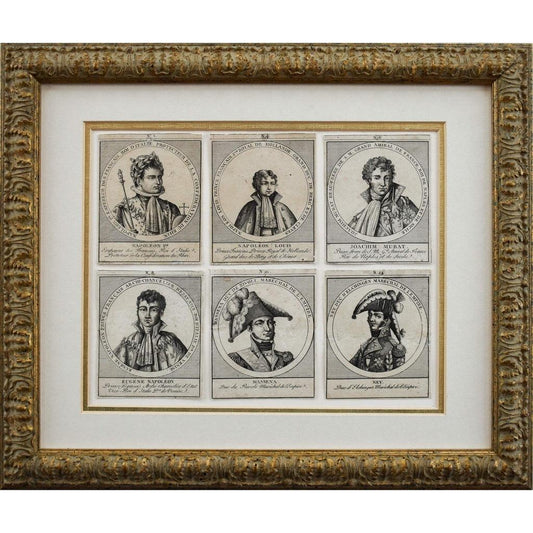 Napoleon era portrait engravings set 1804-1815 French School in gilt frame
