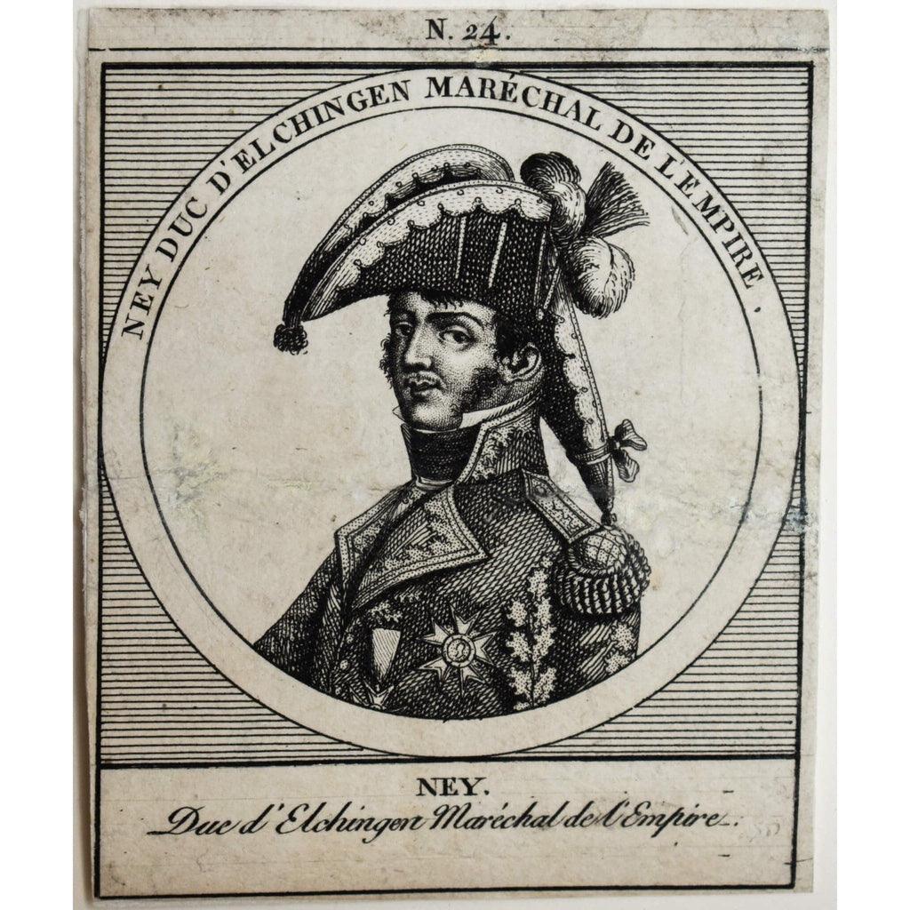 Detail view Marshal portraits Masséna Ney 19th century French engravings
