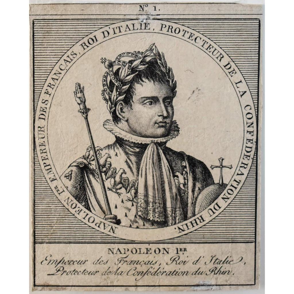 Close-up detail Napoleon I portrait engraving First French Empire 1804-1815
