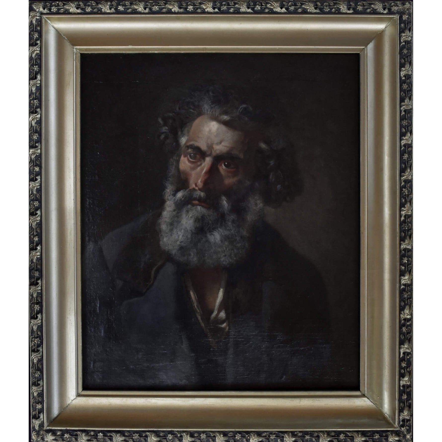 Antique oil on cardboard painting portrait of a bearded man Russian school 19th century for sale at Winckelmann Gallery