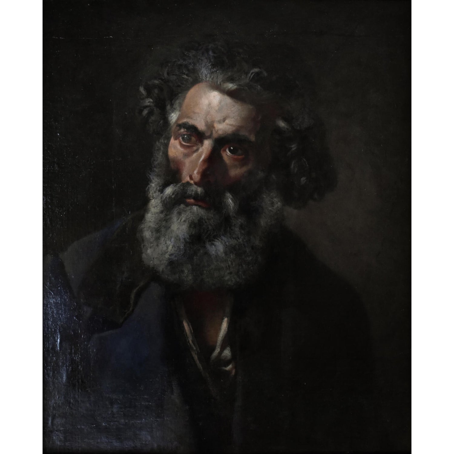 Antique oil on cardboard painting portrait of a bearded man Russian school 19th century for sale at Winckelmann Gallery