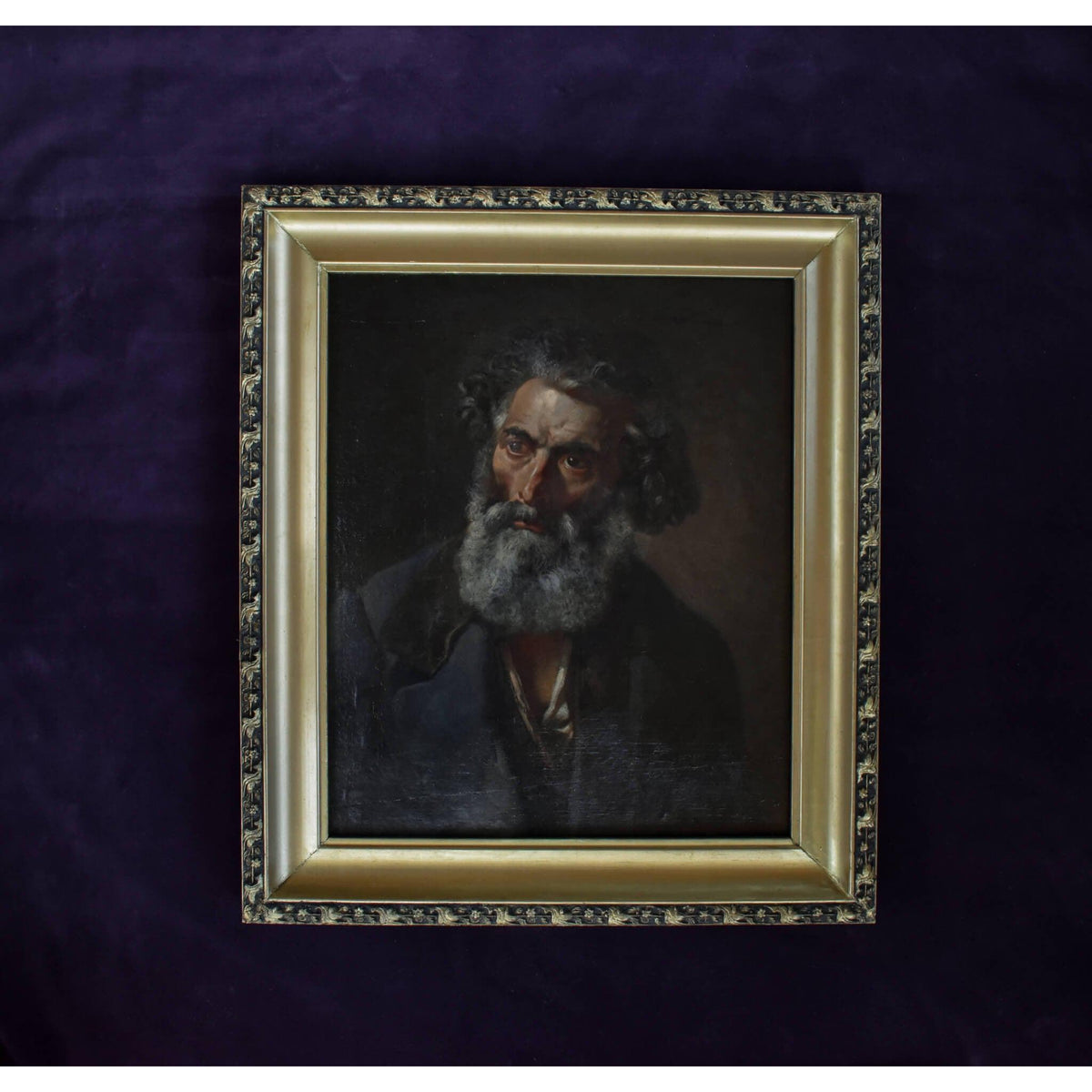 Antique oil on cardboard painting portrait of a bearded man Russian school 19th century for sale at Winckelmann Gallery