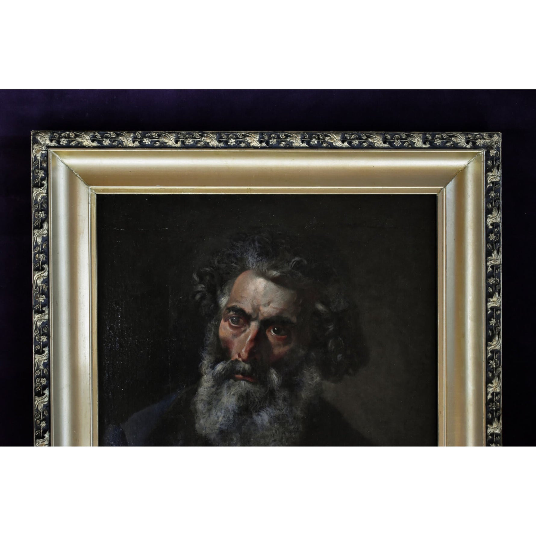 Antique oil on cardboard painting portrait of a bearded man Russian school 19th century for sale at Winckelmann Gallery