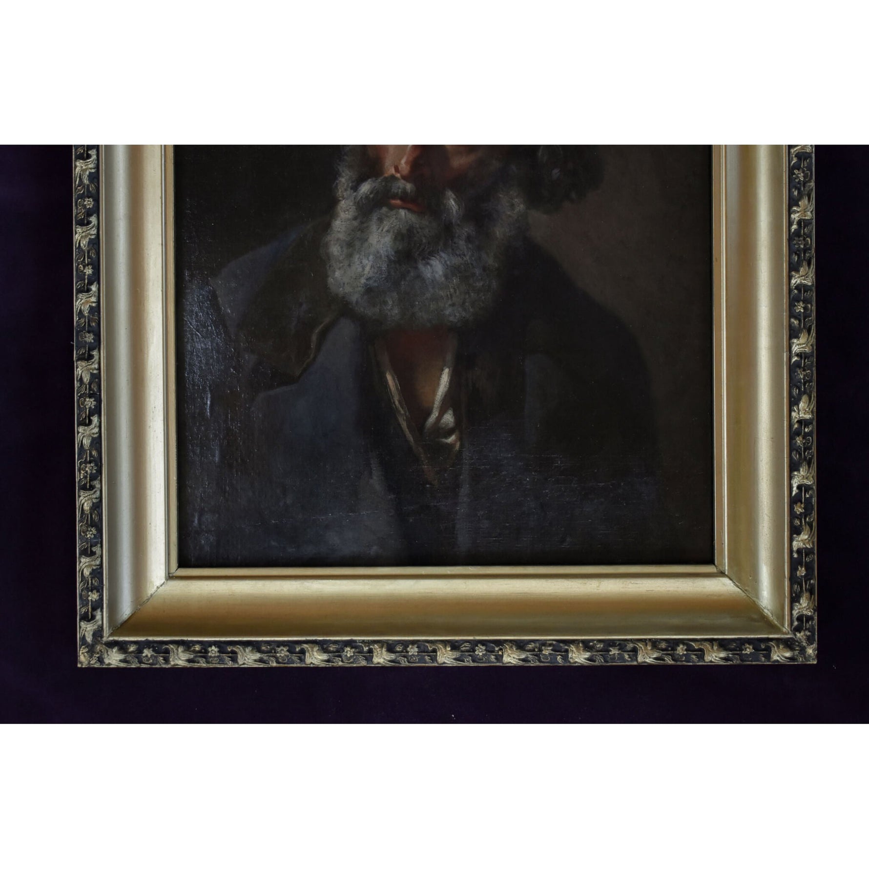 Antique oil on cardboard painting portrait of a bearded man Russian school 19th century for sale at Winckelmann Gallery