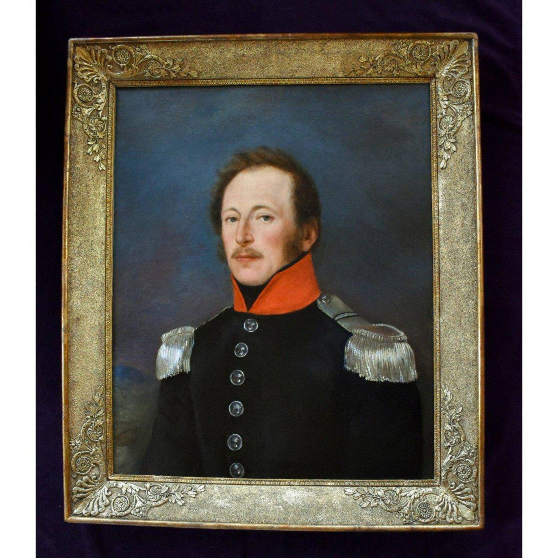 19th century French school oil painting portrait of a military officer  Winckelmann Gallery