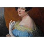 Antique portrait oil painting of a elegant woman French Romantic period original circa 1930 for sale at Winckelmann Gallery