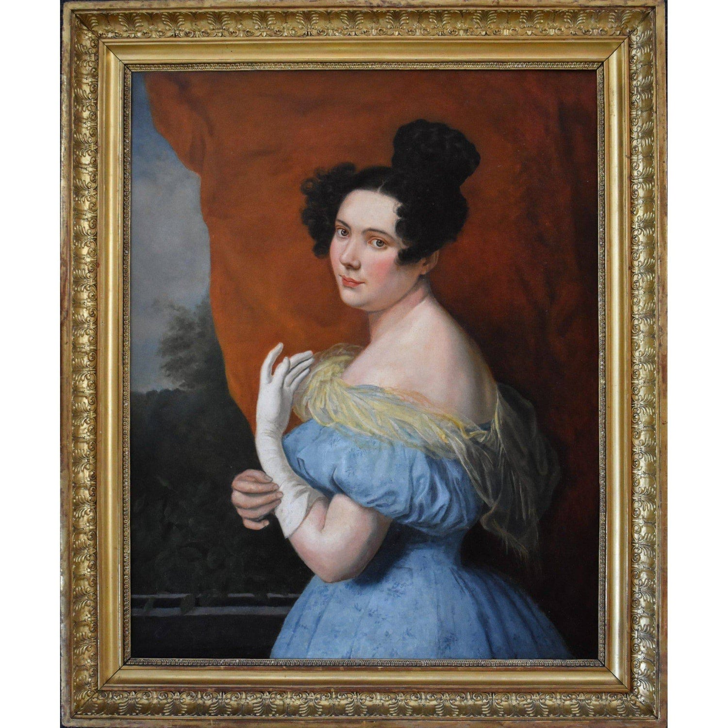 19th century French school oil painting portrait of an elegant woman Winckelmann Gallery