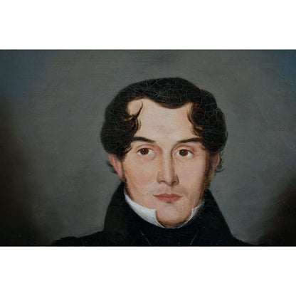 19th-century oil portrait of a gentleman in a gilded frame, attributed to Maria Röhl