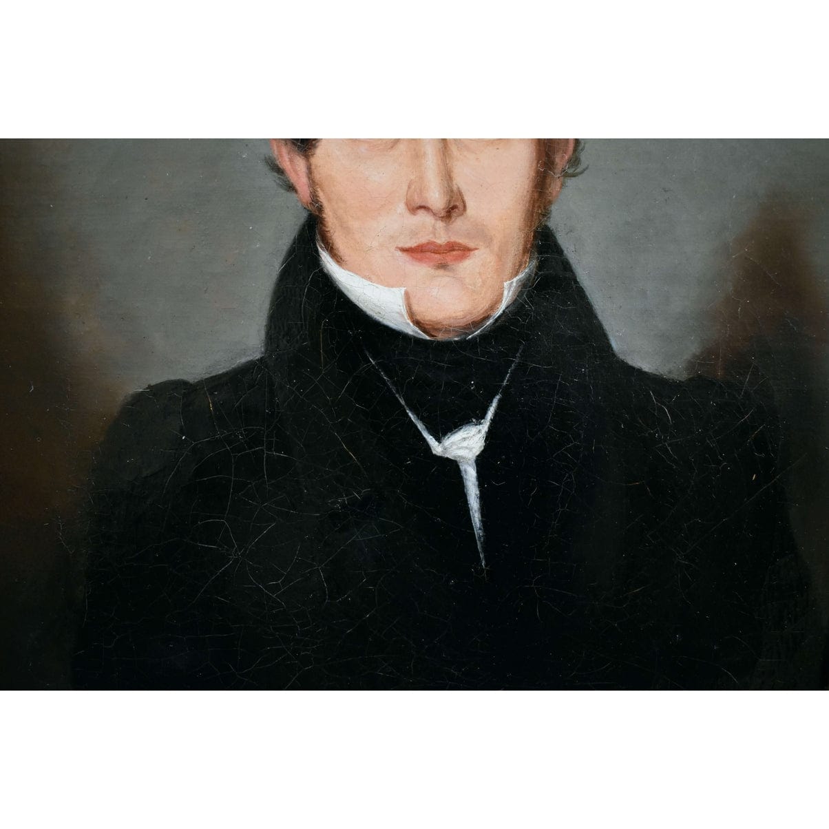 19th-century oil portrait of a gentleman in a gilded frame, attributed to Maria Röhl