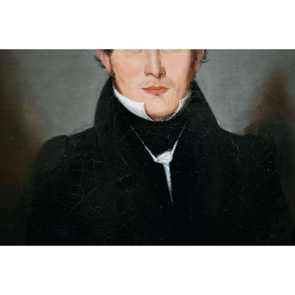 19th-century oil portrait of a gentleman in a gilded frame, attributed to Maria Röhl