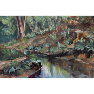 20th century French school oil painting forest stream landscape Winckelmann Gallery