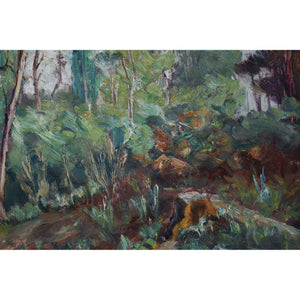 20th century French school oil painting forest stream landscape Winckelmann Gallery