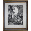 Achille Devéria 1838 Salvator Rosa and bandits lithograph in frame
