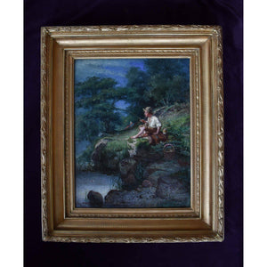 Alfred Jansson oil painting scene a boy fishing Winckelmann Gallery