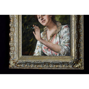 Alfred Mendoza oil painting depicting a scene of a young woman smoking Winckelmann Gallery