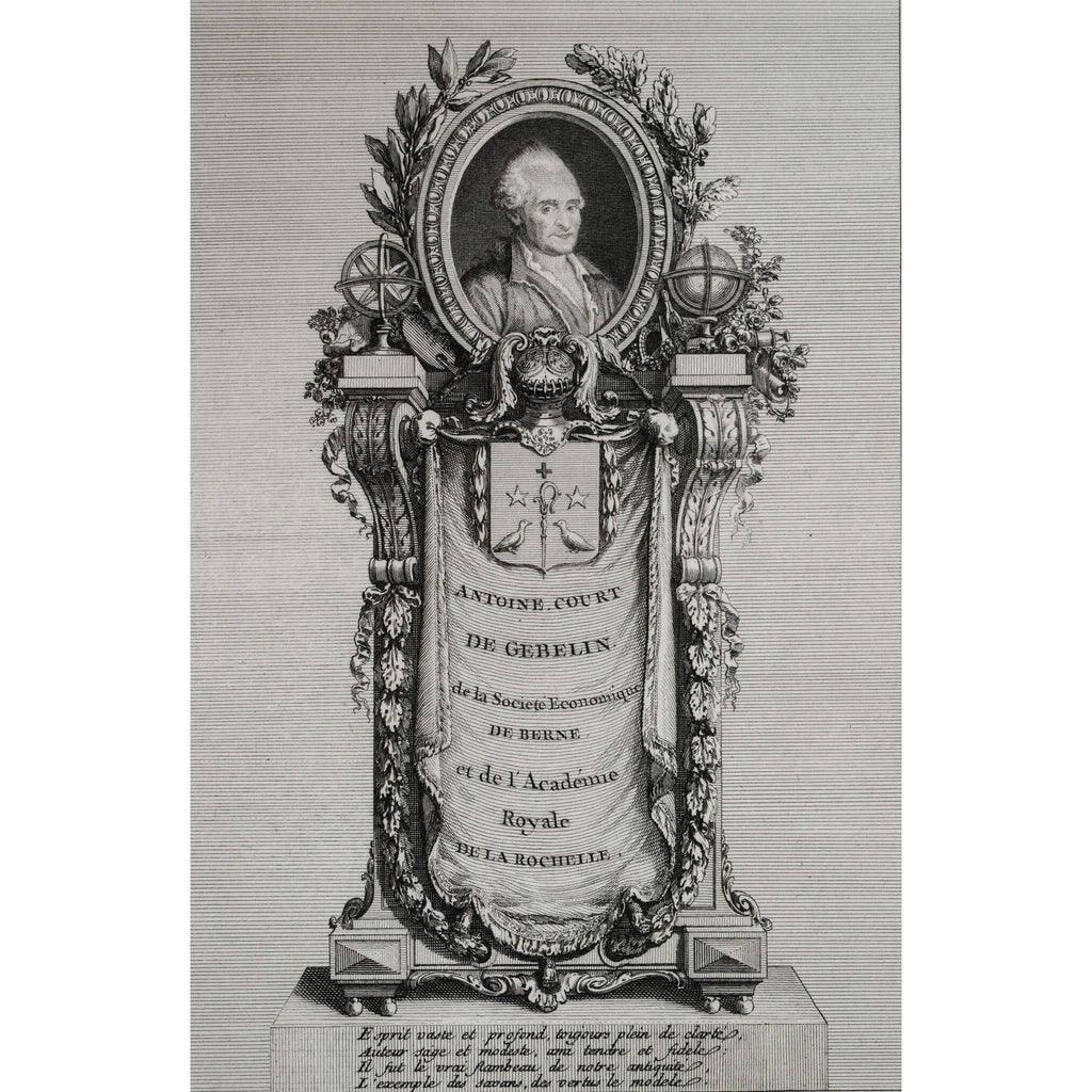 Detail view of inscription and plate mark Romanet 1776 Paris etching
