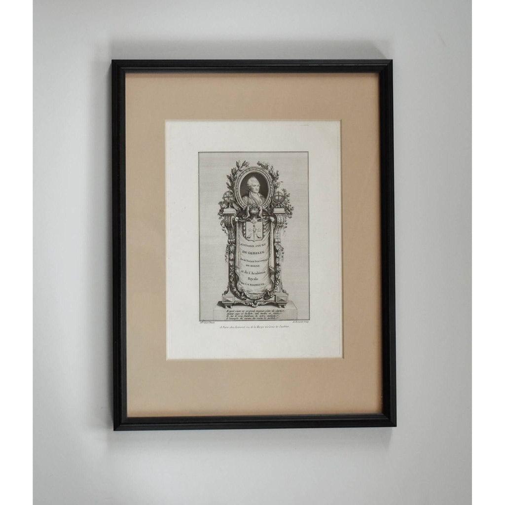 Court de Gébelin portrait full view Romanet 1776 etching on laid paper
