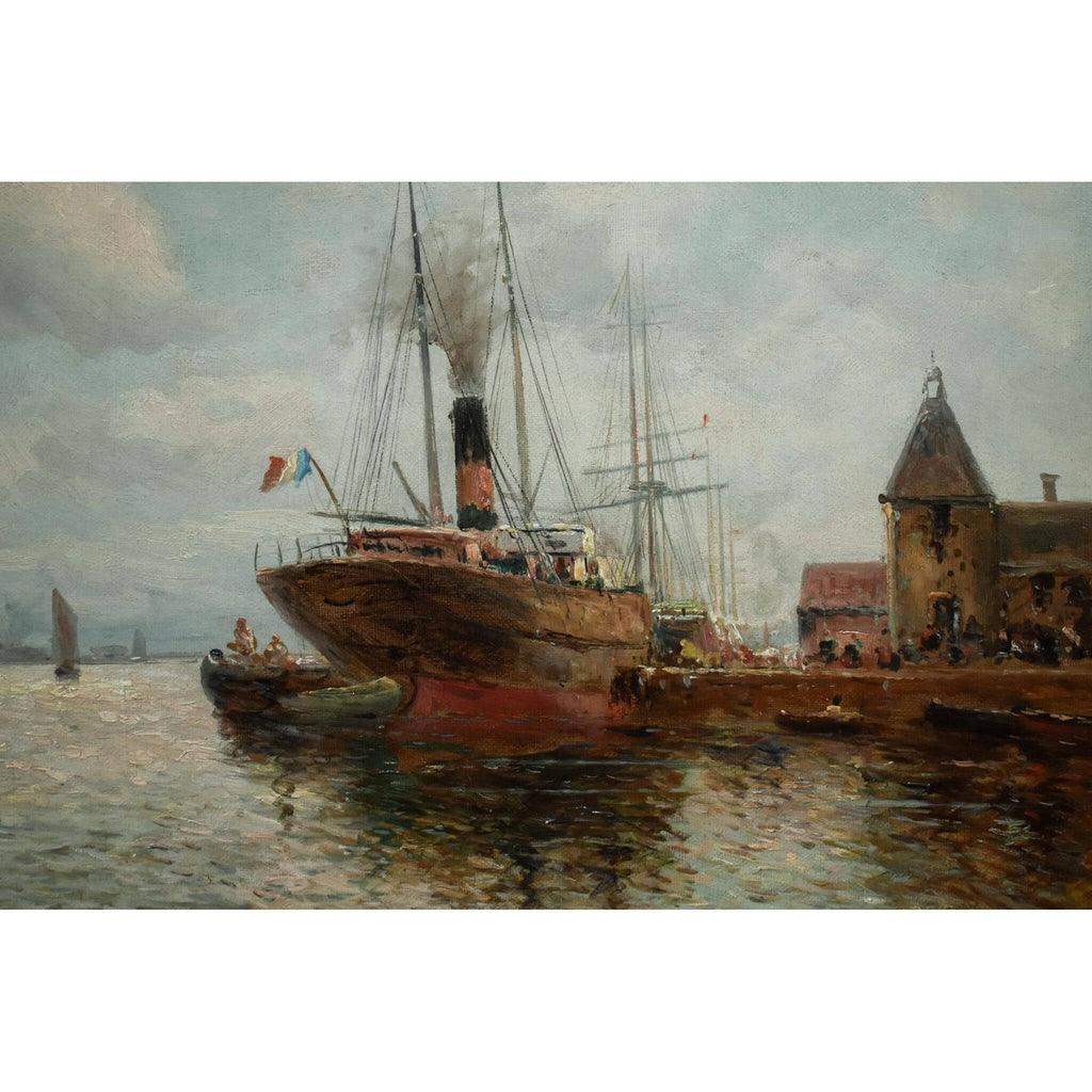 Detail view of sailing vessels maritime atmosphere Victorian era
