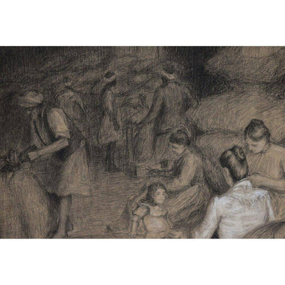 Édouard Pannetier pastel drawing scene workers in a warehouse Winckelmann Gallery