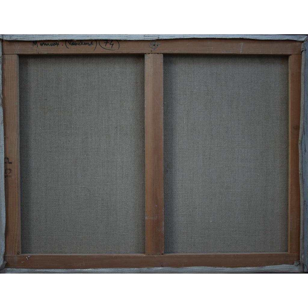 Verso back of Pacouil painting showing unframed canvas France
