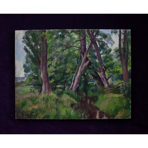 Georges Pacouil oil painting depicting a stream landscape Winckelmann Gallery