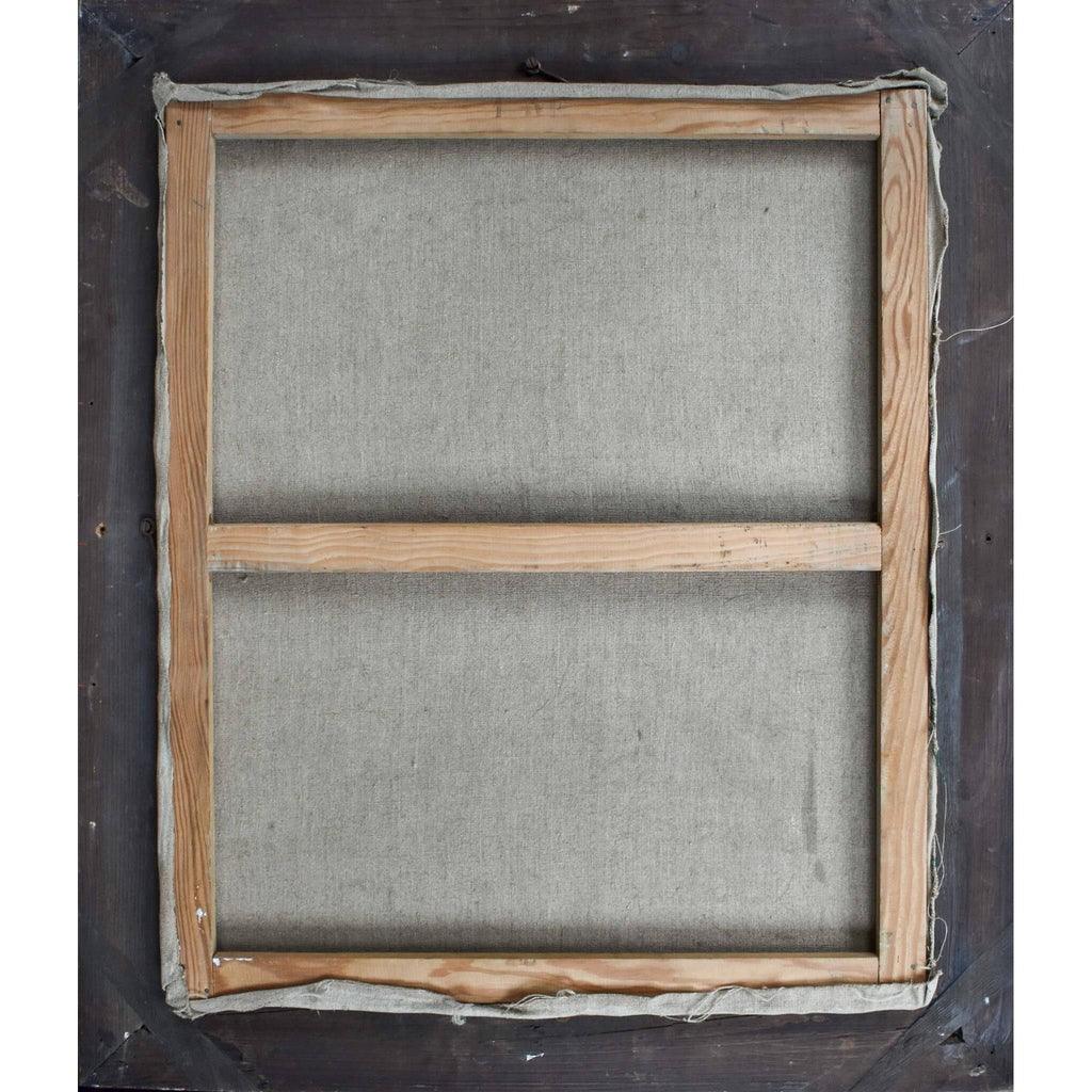 Verso back of Georges Pacouil 1960 self-portrait showing frame construction
