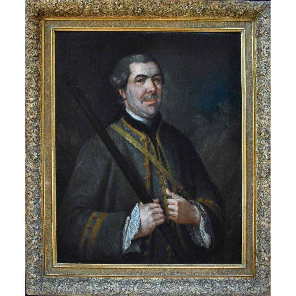Georges de Roose 1758 portrait Louis-François Cochet hunter in gilt frame
