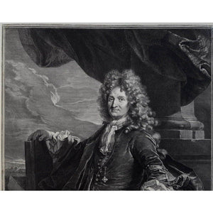 Antique portrait engraving Charles Hozier after Rigaud original 1691 by Gerard Edelinck for sale at Winckelmann Gallery