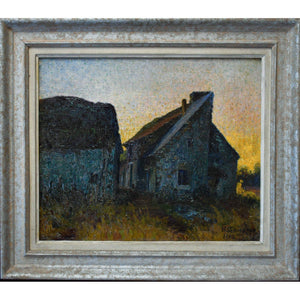 Henri Laigneau oil painting depicting a farm at sunset Winckelmann Gallery