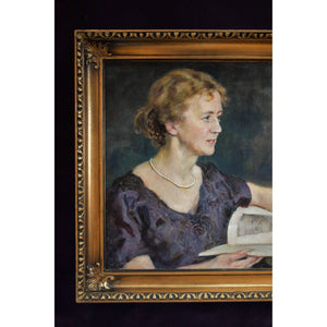 Hugo Backmansson oil painting depicting a portrait of a woman in profile Winckelmann Gallery