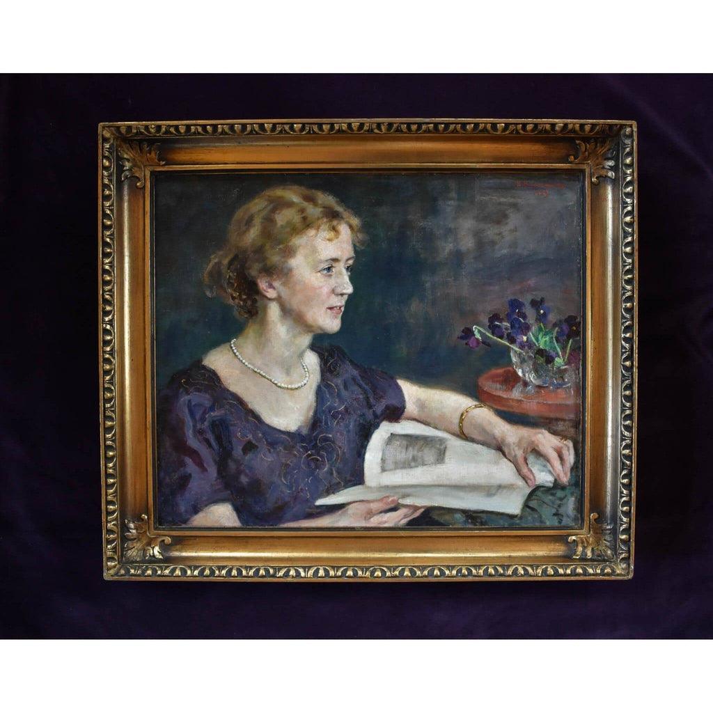 Backmansson Finnish portrait woman profile magazine 1923 oil painting
