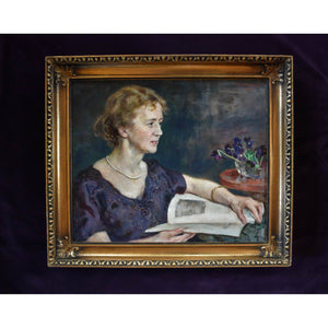 Hugo Backmansson oil painting depicting a portrait of a woman in profile Winckelmann Gallery