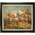 Jacques Sokol 1969 oil painting Pont-du-Château village in modern frame
