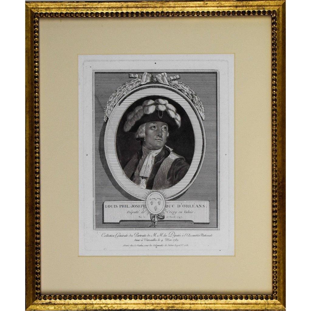 Nicolas Le Vachez 1789 engraving Louis Philippe Orleans in gilt frame
