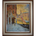 Otto Rut 1973 Venice cityscape oil painting Venezia in wood frame
