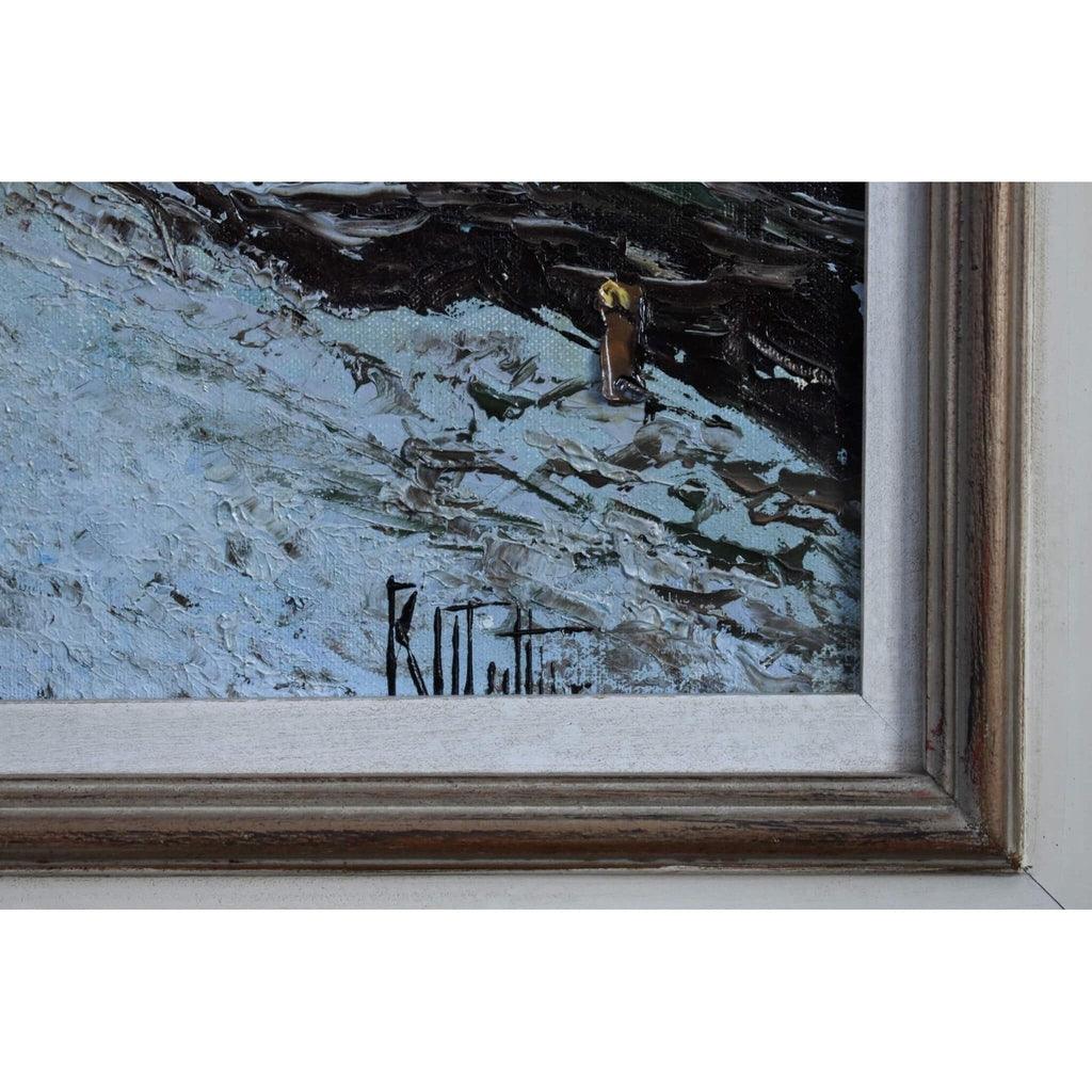 Artist signature detail Otto Rut lower right corner Venice painting
