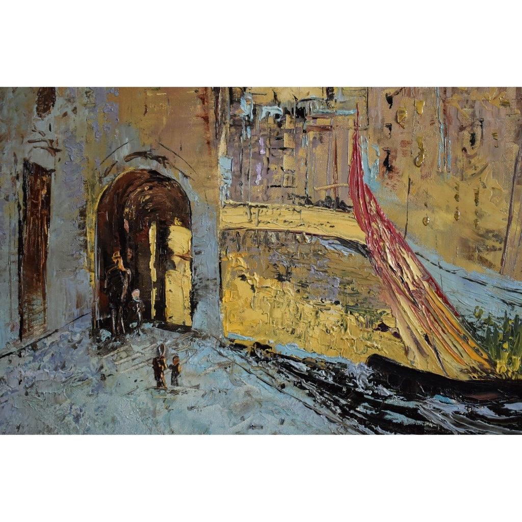 Detail view of Venetian buildings and canal Otto Rut 1973 cityscape
