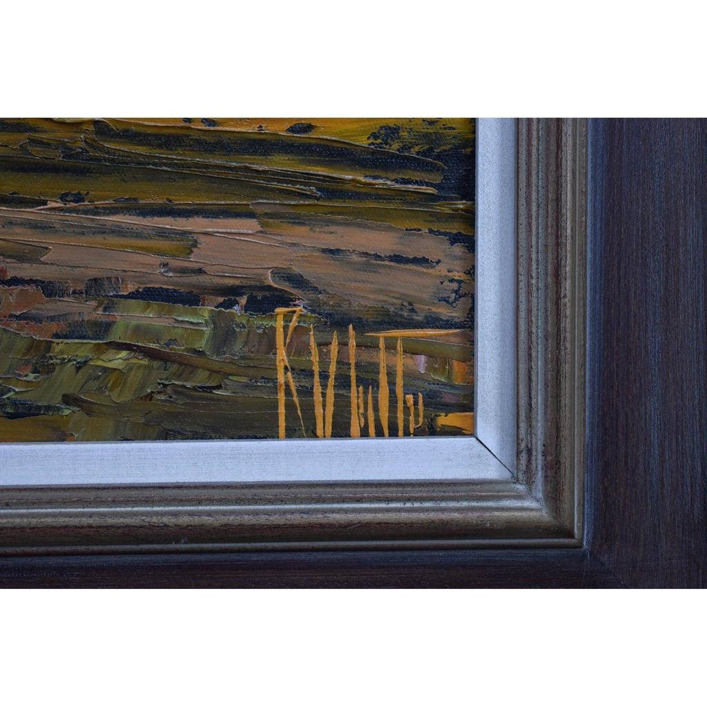 Artist signature detail Otto Rut lower right corner castle landscape

