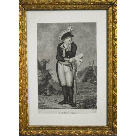 Philippe Lefèvre c.1798 engraving General Pichegru in gilt frame
