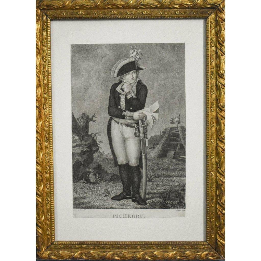 Philippe Lefèvre c.1798 engraving General Pichegru in gilt frame
