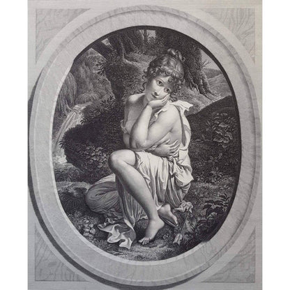 Pierre Audouin engraving scene depicting a girl with an arrow Winckelmann Gallery