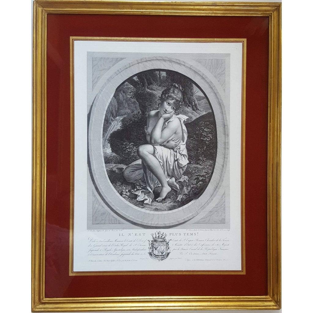 Pierre Audouin engraving girl with arrow framed 1804