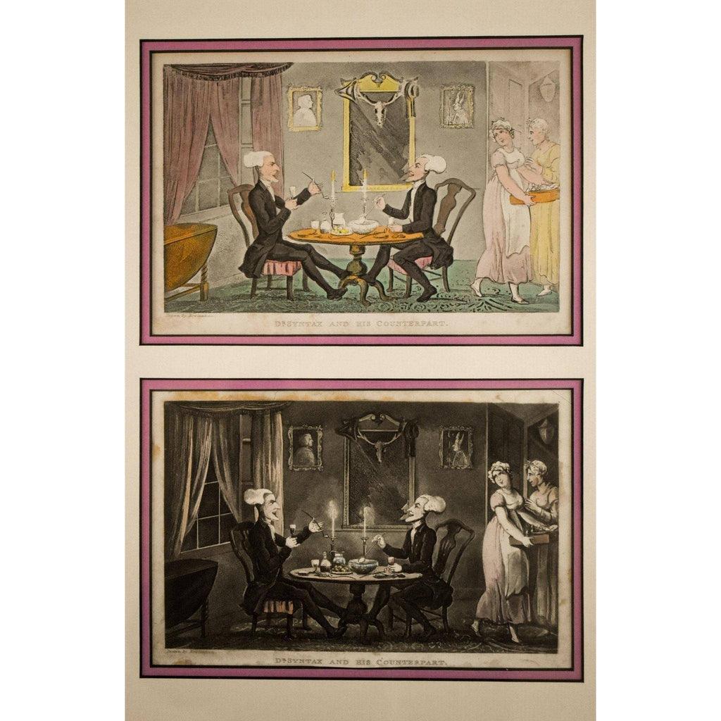 Doctor Syntax and counterpart dining scene Rowlandson 1820